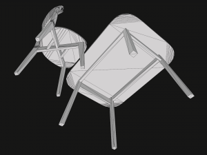 old dining table and chair Modelo 3D