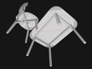 mesa e cadeira de jantar antigas Modelo 3D