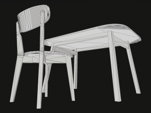 old dining table and chair Modelo 3D