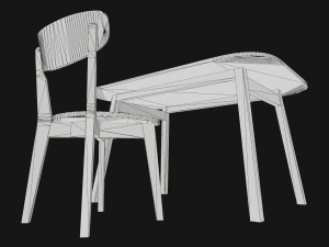 mesa e cadeira de jantar antigas Modelo 3D