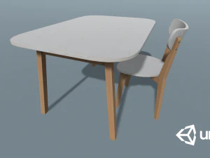mesa e cadeira de jantar antigas Modelo 3D