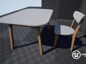 mesa e cadeira de jantar antigas Modelo 3D