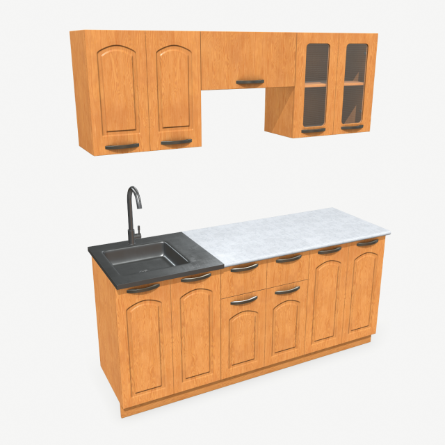 kitchen set 3D 모델 .c4d .max .obj .3ds .fbx .stl .blend 