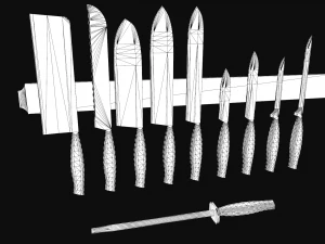 kitchen knife set 3D Model