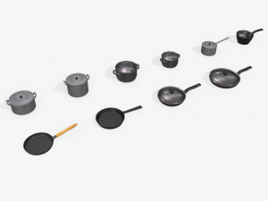 kitchen pots and pans 3D 모델