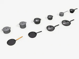 주방 냄비와 프라이팬 3D 모델