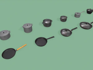 kitchen pots and pans 3D Model
