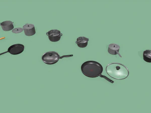 kitchen pots and pans 3D Model