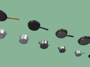 kitchen pots and pans Modello 3D