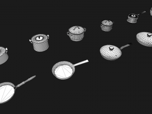 kitchen pots and pans Modello 3D