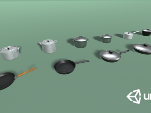 kitchen pots and pans Modello 3D