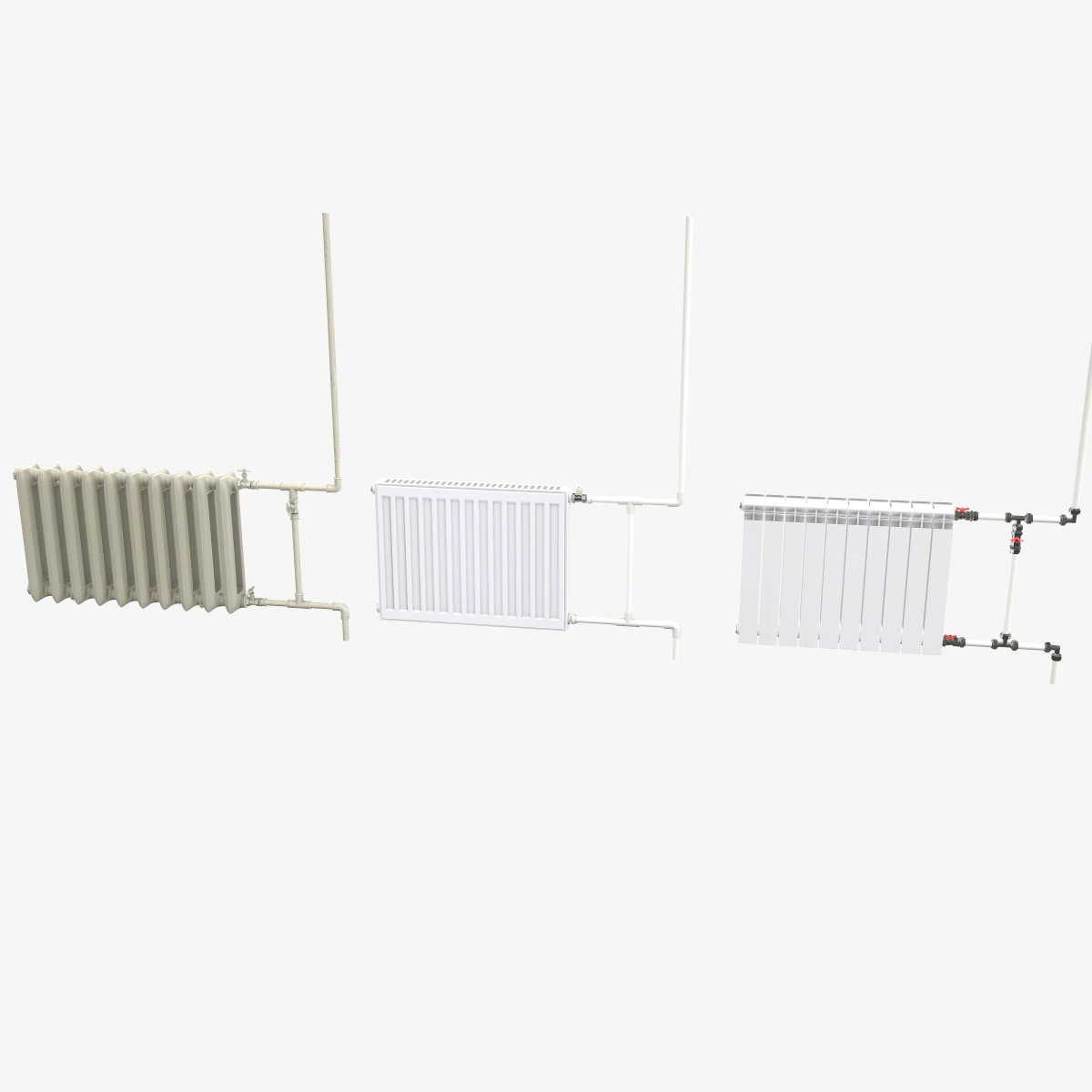 radiators with modular pipes 3D Model .c4d .max .obj .3ds .fbx .stl .blend