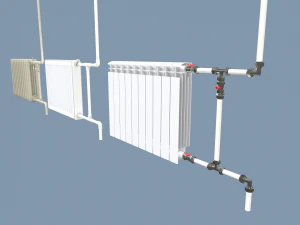 radiators with modular pipes 3D Model