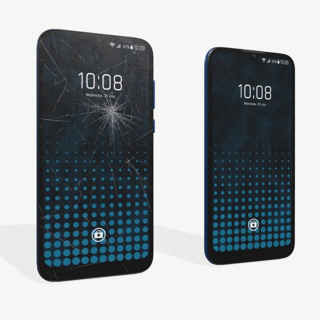 smartphone clean and damaged Modelo 3D .c4d .max .obj .3ds .fbx .stl .blend 