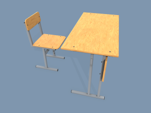 school desk and chair 3D Model