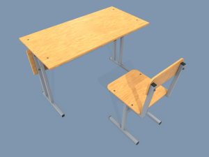 school desk and chair 3D Model