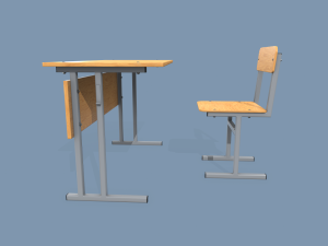school desk and chair 3D Model