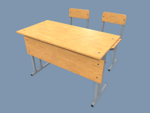 school desk and chair 3D Model