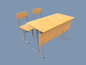school desk and chair 3D Model