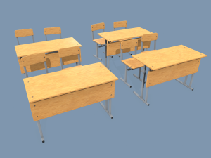 school desk and chair 3D Model