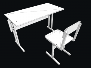 school desk and chair 3D Model