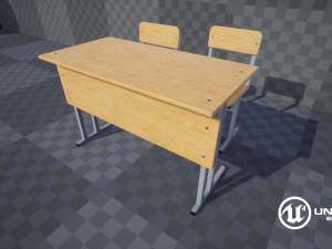 school desk and chair 3D Model