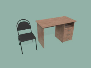 desk and chair 3D Model