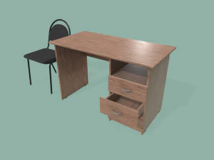 desk and chair 3D Model