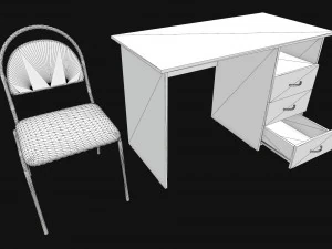 desk and chair 3D Model