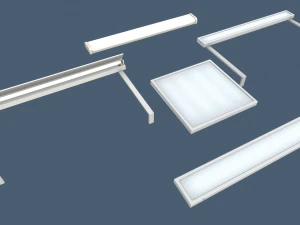 classroom fluorescent lamps 3D Model