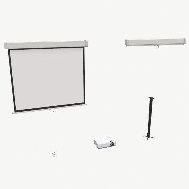 projector and screen 3D Model .c4d .max .obj .3ds .fbx .stl .blend 