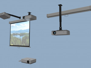 projector and screen 3D Model