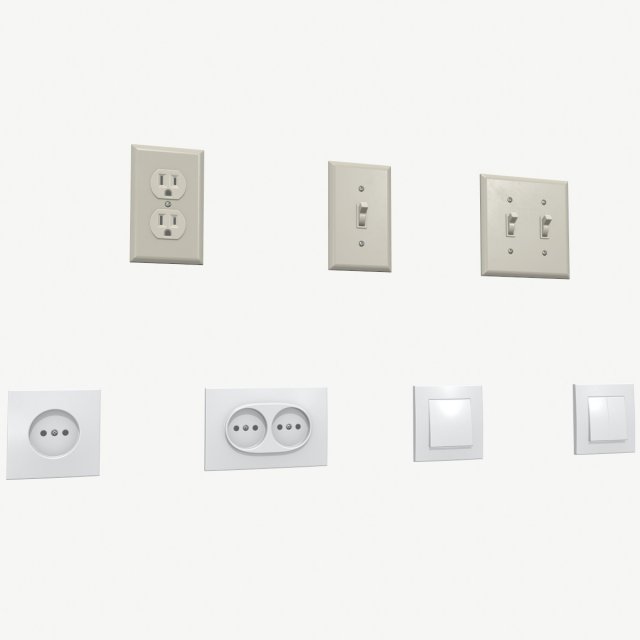 electrical switches and outlets 3D Model .c4d .max .obj .3ds .fbx .stl .blend 