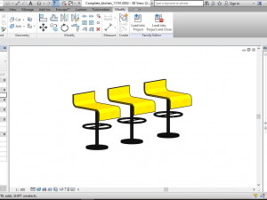 sleek bar stool revit family 3D Model