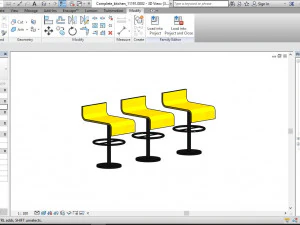 sleek bar stool revit family 3D Model