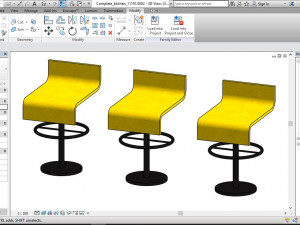 sleek bar stool revit family 3D Model