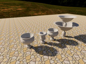 pote de pedra e fonte revitalizam fam&iacute;lia Modelo 3D