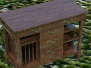 wooden drawer table Modelo 3D