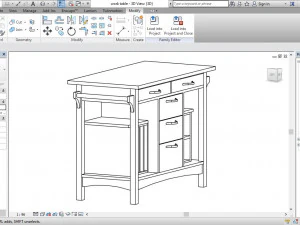 wooden drawer table 3D Model
