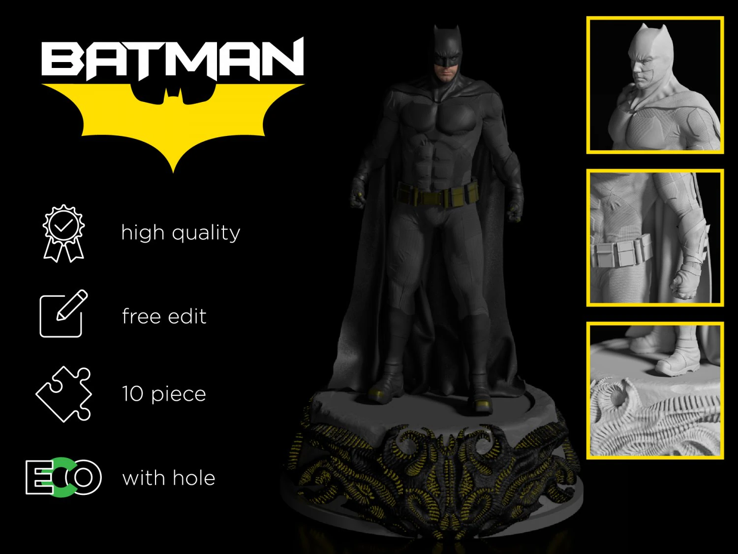 batman figure ben affleck 3D Print Model .c4d .max .obj .3ds .fbx .stl .blend 
