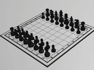 wooden chessboard classic 3D Model