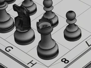 wooden chessboard classic 3D Model