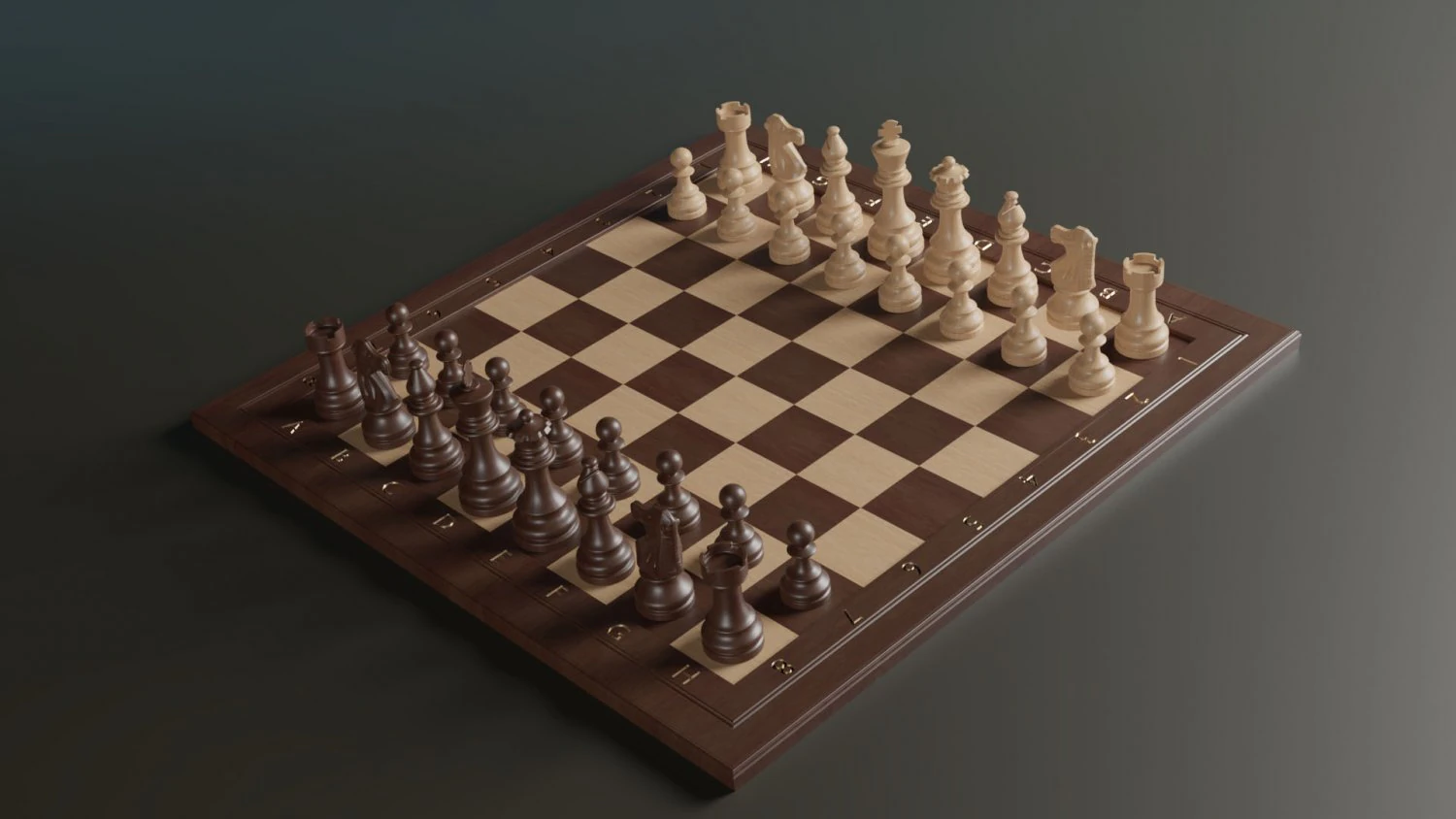 wooden chessboard classic 3D Model .c4d .max .obj .3ds .fbx .stl .blend 