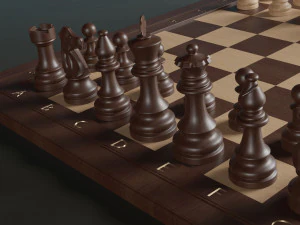 wooden chessboard classic 3D Model
