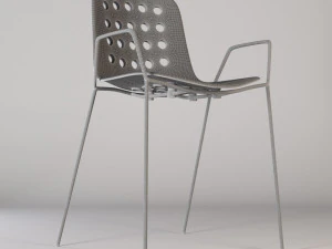 holi open shell armrest base chair 3D Model