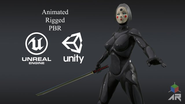 android geisha 3Dモデル .c4d .max .obj .3ds .fbx .stl .blend