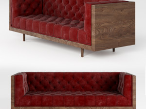 mid century danish modern tufted milo baughman style walnut encased sofa 3Dモデル
