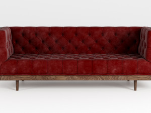 mid century danish modern tufted milo baughman style walnut encased sofa 3Dモデル