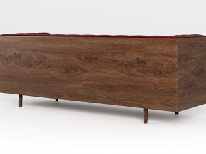 mid century danish modern tufted milo baughman style walnut encased sofa 3Dモデル