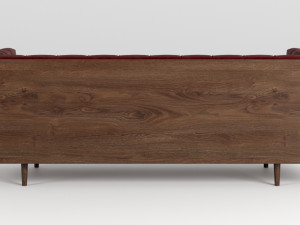 mid century danish modern tufted milo baughman style walnut encased sofa 3Dモデル